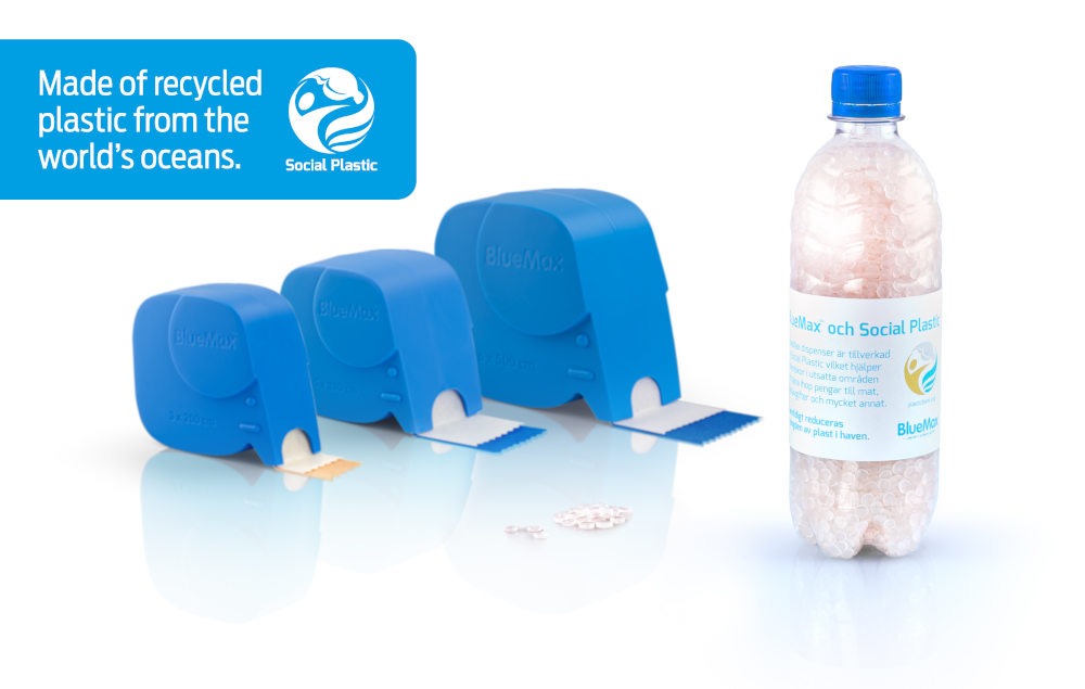 BlueMax dispensers tillverkade av Social Plastic